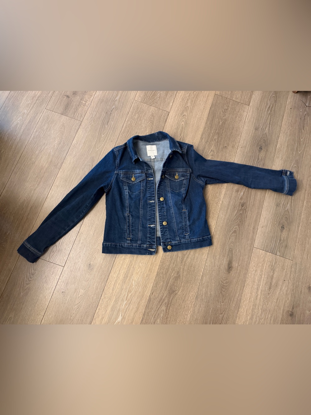 Vintage America Dark Blue womens Denim Jacket with Brass Buttons size small